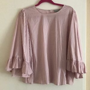 Pink & White stripe top with 3/4 sleeves